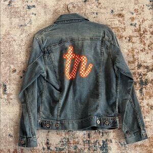 Women’s Denim Tennessee Vols Jacket with Orange Checkered Design